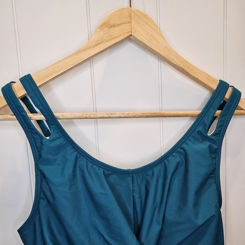 Charmo Bikini Womens Size Medium Large Teal Swimsuit Rouched Summer Beach - Picture 2 of 8